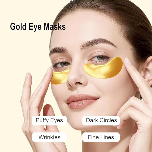 Klsychry Under Eye Patches 15 Pairs Gold Eye Mask 24K Gold Firming Hydra Gel Eye Patches Gold Infused Eye Mask Patches For Fine Lines Crow S
