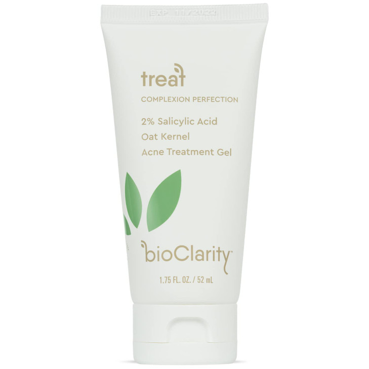 Bioclarity Acne Treatment Gel 2 Percent Salicylic Acid Plus Moisturizing Oat Kernel 100 Percent Vegan Clean Ingredients 1.75 Fl. Oz