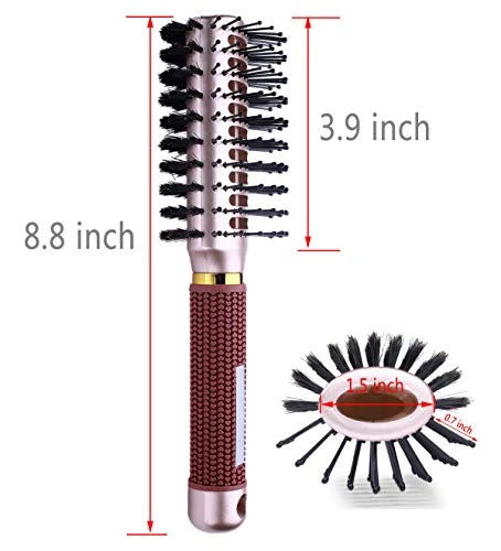 Perfehair Oval Styling Vent Hair Brush For Blow Drying Double Sided Boar And Nylon Bristle Brush For Medium Short Length Hair