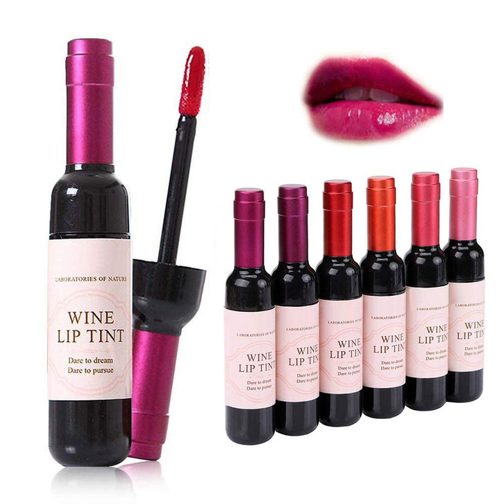Klsychry 6 Colors Set Wine Lipstick Matte Long Lasting Waterproof Lip Tint Set Lip Gloss Lip Stain Wine Bottle Lipstick Liquid Lipgloss