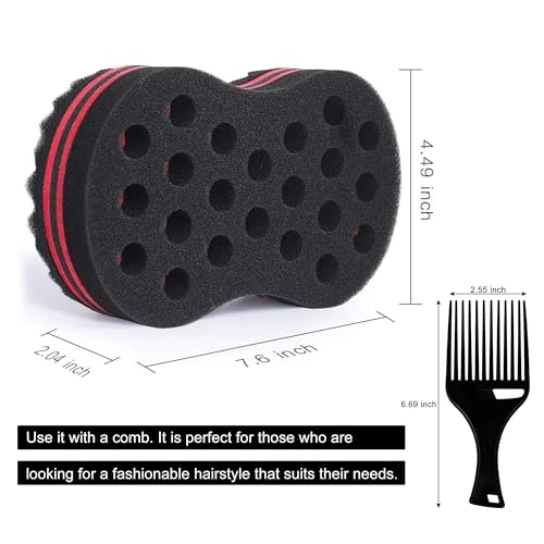 Fiabc Big Holes And Big Size Barber Hair Brush Sponge Dreads Locking Twist Afro Curl Coil Wave Hair Care Tool 1 Pack
