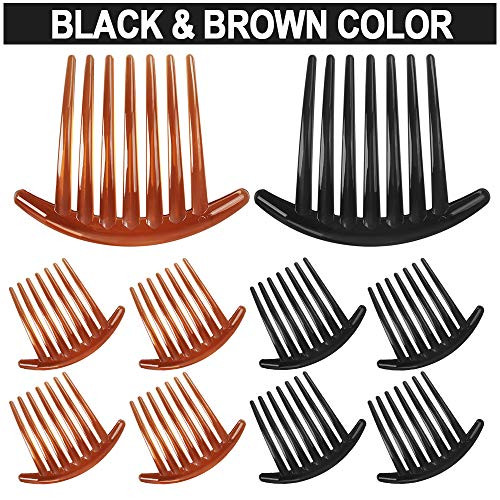 24 Pcs 7 Tooth French Twist Comb Plastic Hair Clip Hair Side Combs Hair Accessory For Women Girls Black And Brown