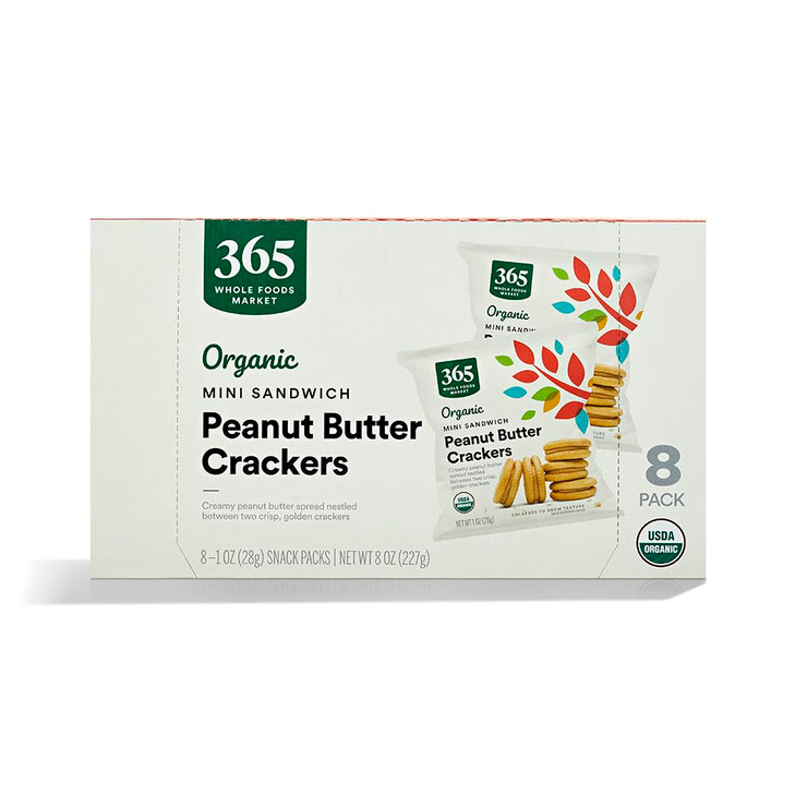365 By Whole Foods Market Organic Mini Peanut Butter Sandwich Crackers 8 Count 1 Ounce