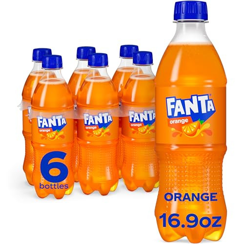 Fanta Orange Soda Soft Drink Bottles 16.9 Fl Oz 6 Pack