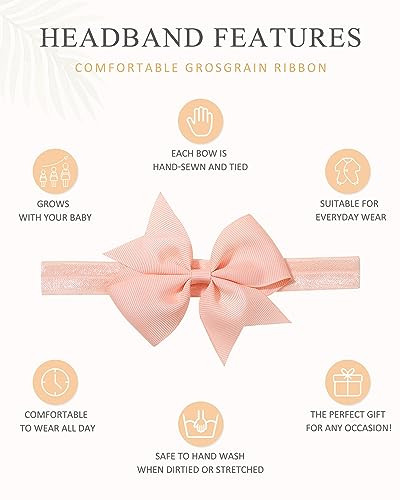 Jollybows 40Pcs Baby Girls Hair Bows Headbands Newborn Bows