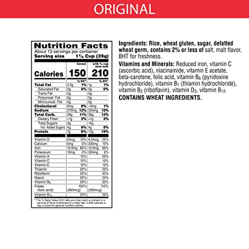 Kellogg S Special K Breakfast Cereal Original Made With Folic Acid B Vitamins And Iron Value Size 18Oz Box Pack Of 6