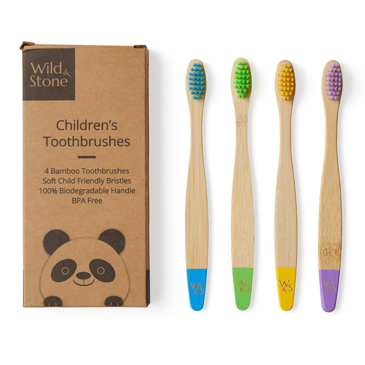 Wild And Stone Organic Children S Bamboo Toothbrush Four Colors Soft Fibre Bristles 100 Percent Biodegradable Handle Bpa Free Vegan Eco