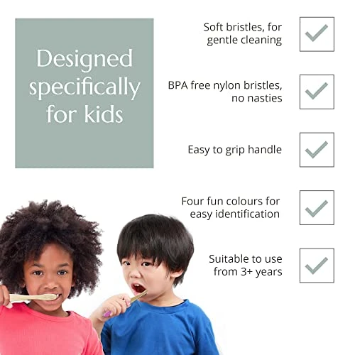 Wild And Stone Organic Children S Bamboo Toothbrush Four Colors Soft Fibre Bristles 100 Percent Biodegradable Handle Bpa Free Vegan Eco