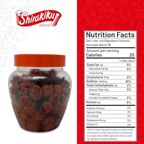 Shirakiku Salted Plums Shiso Ume Pet Japanese Umeboshi Plums For Vinaigrettes Noodles Sandwiches And Rice Balls High Fructose Syrup Seasoned