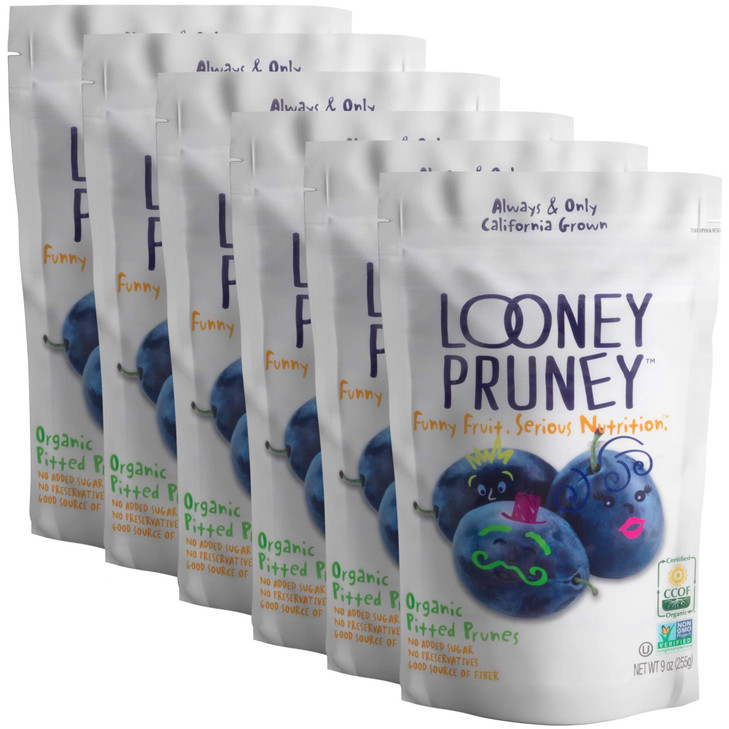 Looney Pruney Organic Pitted Dried Prunes For The Entire Family Always California Grown Kosher No Added Sugar And No Preservatives 6 Pack