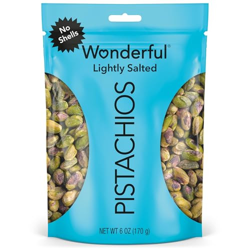 Wonderful Pistachios No Shells Lightly Salted Nuts 6 Ounce Resealable Bag Protein Snacks Gluten Free Healthy Snack Packaging May Vary