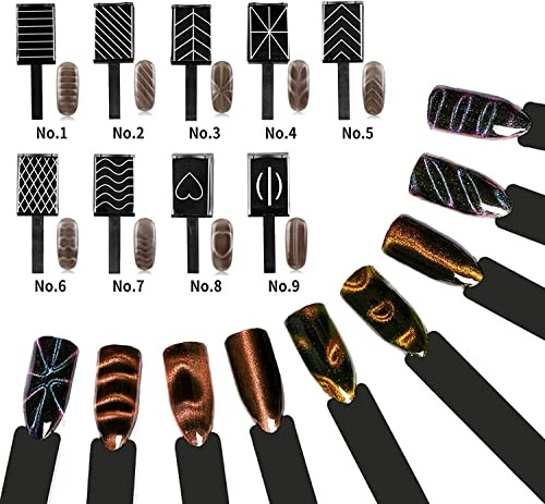 Ideal Swan 11 Pcs Magnet Nail Art Polish Tool Set 3D Nails Cat Eye Plastic