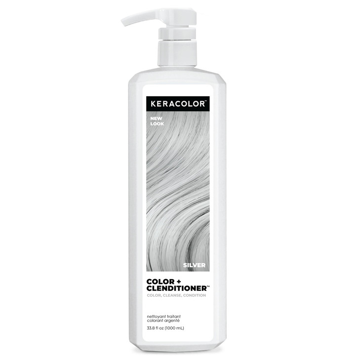 Keracolor Color Plus Clenditioner 3 In 1 Color Depositing Conditioner Gently Cleanses And Conditions Semi Permanent Silver Hair Color 33.8