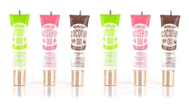 Ruby Kisses Broadway Vita Lip Clear Lip Gloss 6 Pack Mint Rosehip Coconut Oil Ultra Hydrating And Soothing Formula With Vitamin Oils High