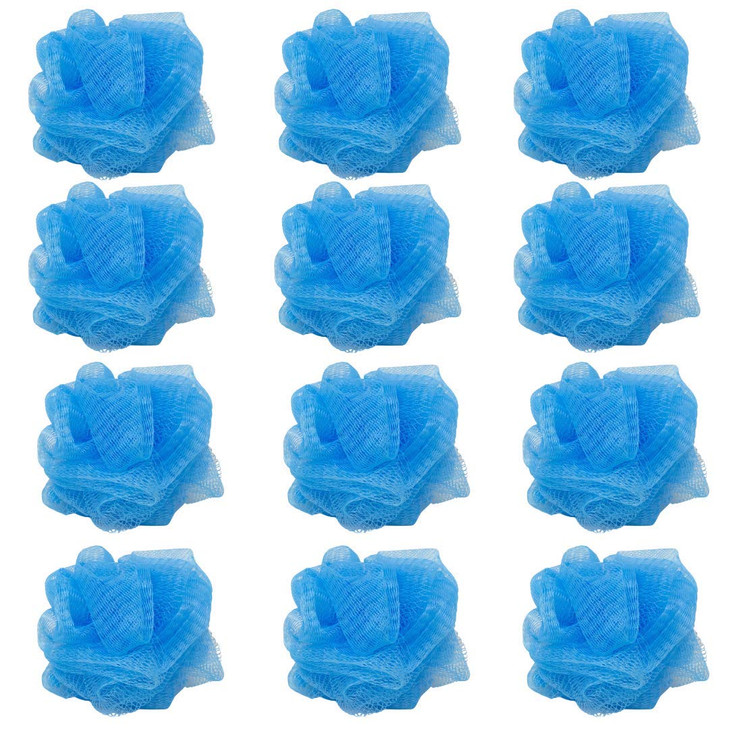 Loofah Lord 12 Blue Bath or Shower Sponge Loofahs Pouf Mesh Wholesale Bulk Lot