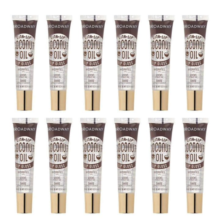 Ruby Kisses Broadway Vita Lip Clear Lip Gloss Coconut Oil 12 Pack Ultra Hydrating And Soothing Formula With Vitamin Oils High Shine Non