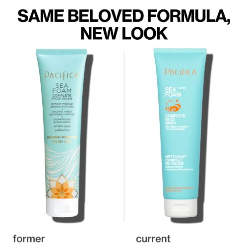 Pacifica Beauty Sea Foam Complete Face Wash Set Skincare Daily Gentle Facial Cleanser Makeup Remover Coconut Water Sea Algae Complex Sulfate