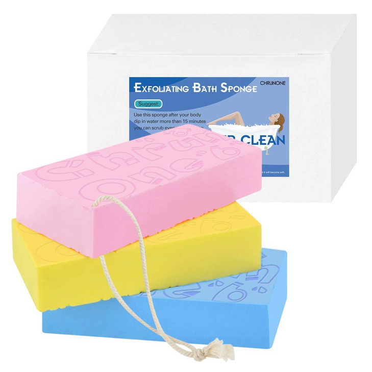Chrunone 3 Pcs Exfoliating Bath Sponge Bath Sponge For Shower Dead Skin Sponge Remover For Body