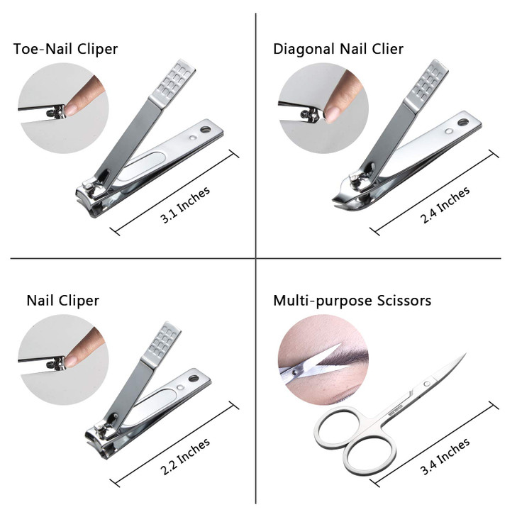 Nail Clipper Kit - 12 Pieces Manicure Set Women Professional, Travel Nail Kit with Cuticle Nipper, Manicure Pedicure Set with Luxurious Travel Case (