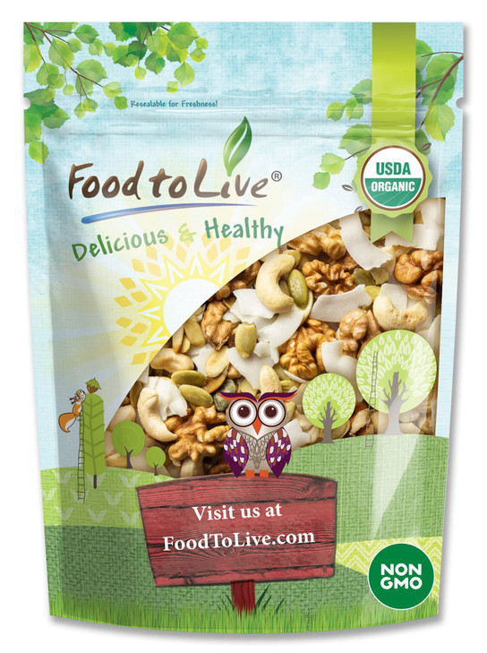 Food To Live Organic Coconut And Friends Trail Mix 8 Ounces Raw And Non Gmo Snack Mix Contains Coconut Chips Cashews Pumpkin Seeds And