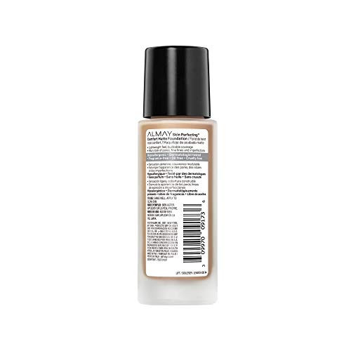 Almay Skin Perfecting Comfort Matte Foundation Hypoallergenic Cruelty Free Fragrance Free Dermatologist Tested Liquid Makeup Neutral Beige 1