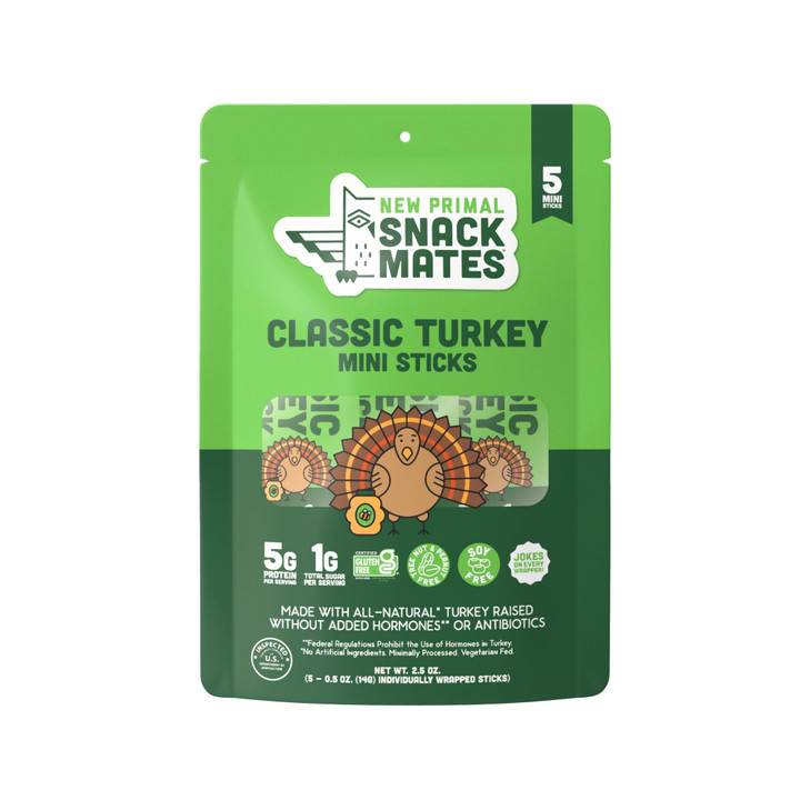 Snack Mates By The New Primal Turkey Stick All Natural Turkey High Protein And Low Sugar Kids Snack Certified Paleo Certified Gluten Free