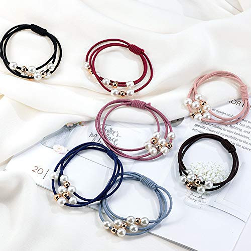 20 Pcs Korean Hair Accessories For Girls Multi Layer Hair Rings With Pearls Elastic Ties And Rope Hairbands