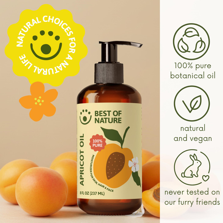Best Of Nature 100 Percent Pure Apricot Oil Lightweight Massage And Body Oil Unscented Moisturizer For Hair Skin Face Ideal Carrier Oil For