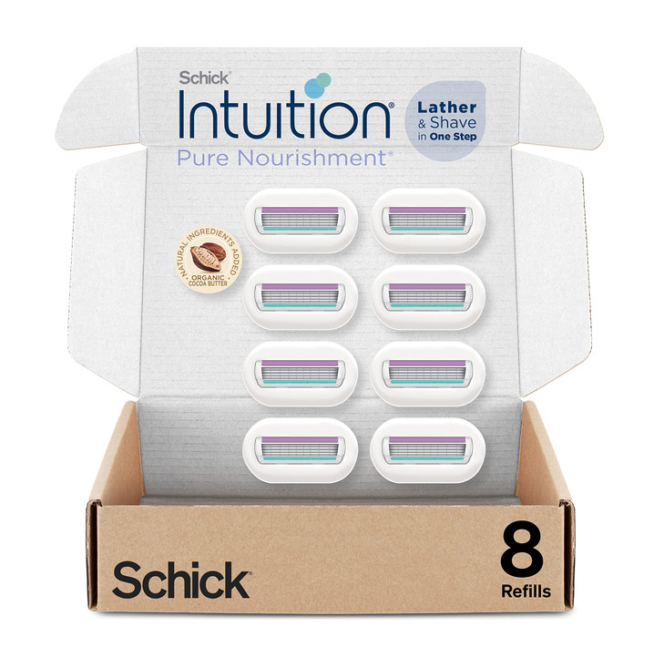 Schick Intuition Refill Pure Nourishment Razors For Women Intuition Razor Blades Refill With Organic Cocoa Butter 8 Count Razor Refills
