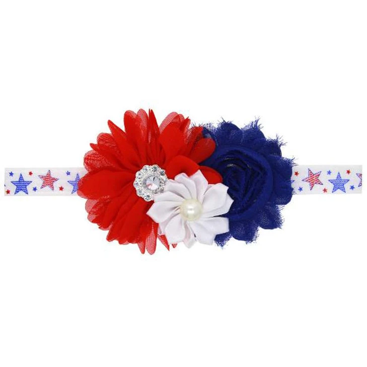 Patiky Baby Girl Headband Bows Flower Hair Band Accessories Headwear For 4Th Of July Infant Toddler Red White Blue Headband Tsfd13 Chiffon