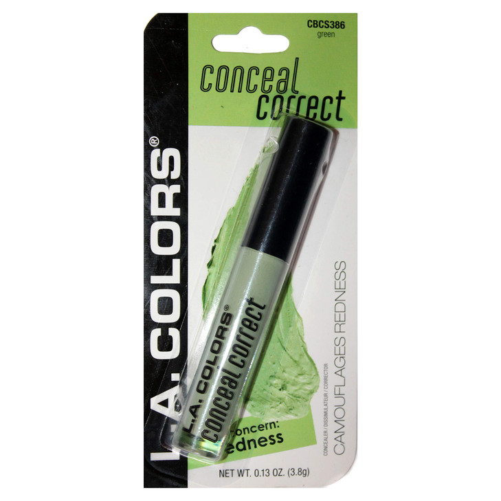 L.A. Colors 1 Tube Conceal Correct Color Correcting Formula Concealer Green Covers Blemishes And Minimizes Redness Cbcs386