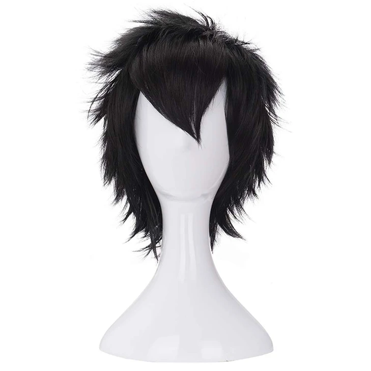 Morvally Short Messy Black Heat Resistant Synthetic Hair Wigs For Cosplay Halloween Anime