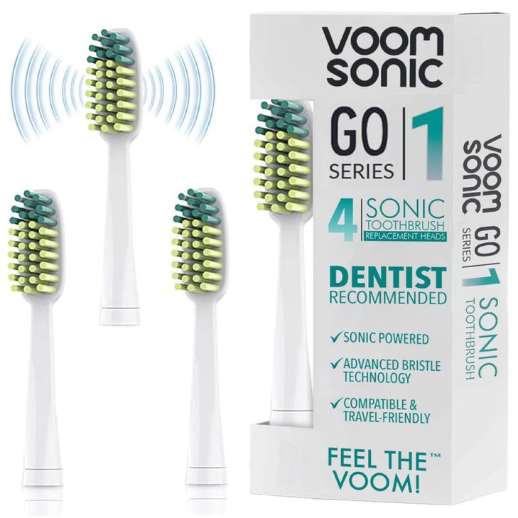 Voom Sonic Go 1 Replacement Heads Replacement Brushes Advanced Bristle Technology Soft Dupont Nylon Bristles Oral Care 4 Count Pack Of 1