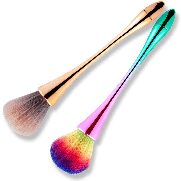 Silpecwee 2 Pcs Nail Dust Brushes Dip Powder Brush For Acrylic Nails Remove Dust Makeup Blush Brushes Manicure Brush Clean Up Tools Nail Art