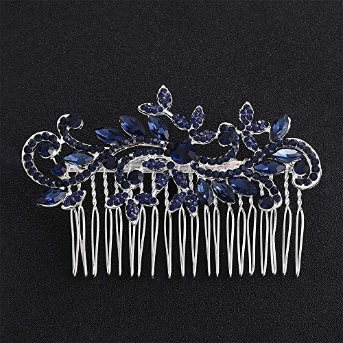 Chmier Bridal Hair Comb Crystal Hair Comb Blue Rhinestone Headpiece Marquise Side Comb Sapphire Wedding Hairpiece Prom Bridesmaid Hair
