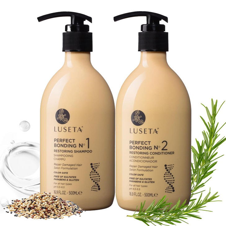 Luseta Bond Repair And Revitalizing Shampoo And Conditioner Set For Chemically Damaged Hair. Deep Moisture To Smooth Frizz And Add Shine.