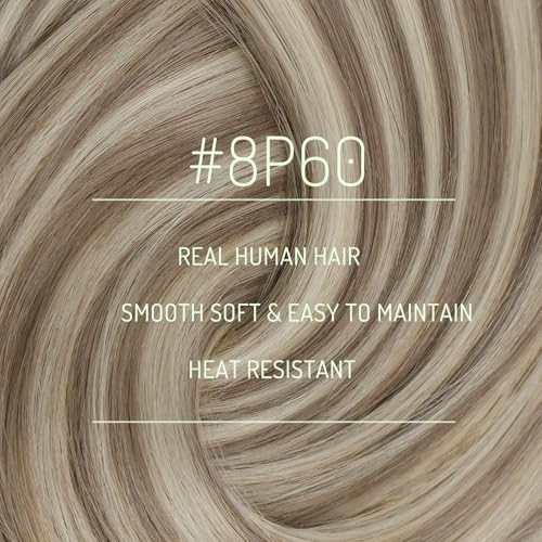 Runature Blonde Human Hair Clip In Extensions 20 Inch 120G 7Pcs 8P60