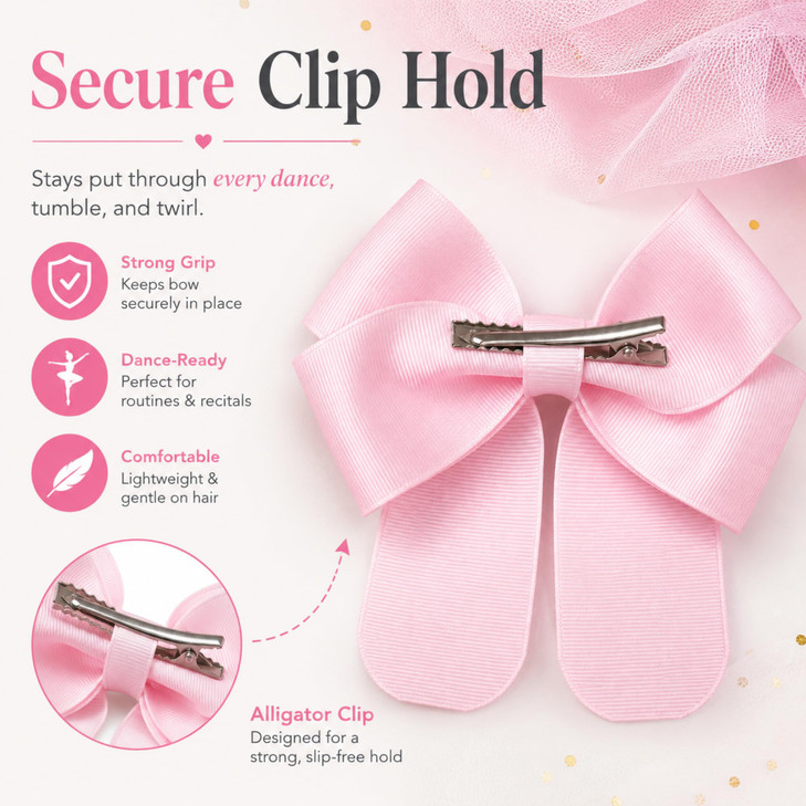 Sportybella Dance Hair Bow With Pink Glitter Ballet Slippers Design 1 Count Hair Accessory For Dance Recitals Dancers And Dance Enthusiasts
