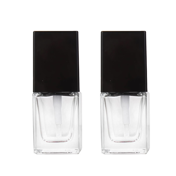 2Pcs 15Ml 0.5Oz Empty Clear Square Glass Emulsion Essence Bottle With Black Pump Head Cosmetic Foundation Travel Vials Containers Holder For