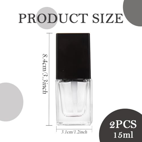 2Pcs 15Ml 0.5Oz Empty Clear Square Glass Emulsion Essence Bottle With Black Pump Head Cosmetic Foundation Travel Vials Containers Holder For