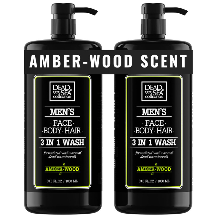 Dead Sea Collection Amber Wood Men S Body Wash 3 In 1 Body Wash For Men For Hair Face And Body Moisturizing Shower Gel With Dead Sea