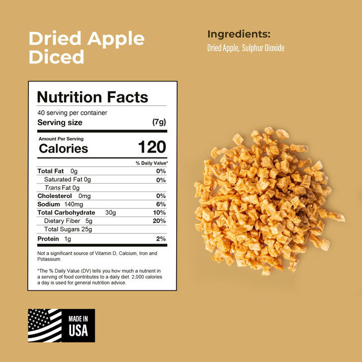 Amrita Dried Apples Diced 16 Oz No Sugar Added Vegan Non Gmo Gluten Peanut Soy And Dairy Free Packed Fresh In Resealable Bags Dehydrated