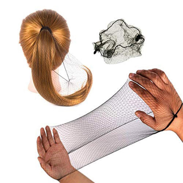 50Pcs Hair Nets Invisible Elastic Edge Mesh Bun Hair Nets For Ballet Dance 20 Black
