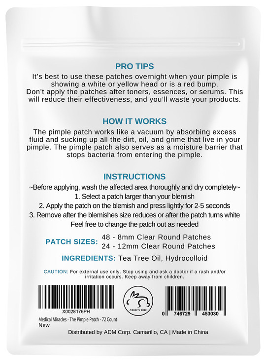 Medical Miracles Acne Patches Hydrocolloid Blemish Spot Covers Invisible Pimple Patches For Face Absorbing Protective Stickers Day And Night