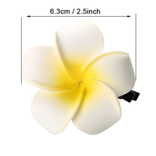 50Pcs 2.5 White Foam Hawaiian Frangipani Artificial Plumeria Flower Hat Hair Clips For Home Bridal Wedding Tropical Party Beach Vacation
