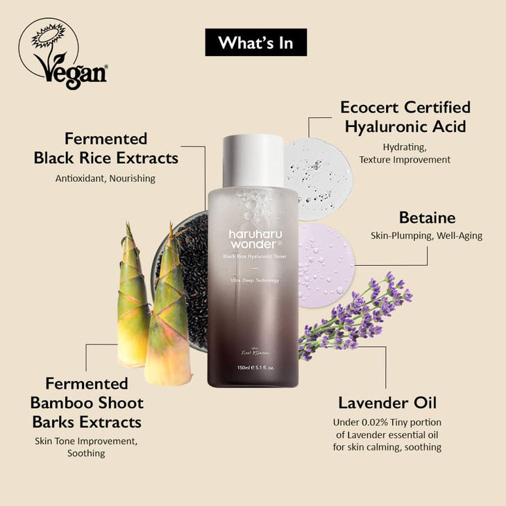 Haruharu Wonder Black Rice Hyaluronic Toner 5.07 Fl. Oz Lavender Scent