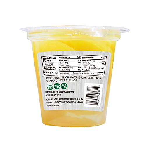 Mw Polar Snack Cup Sliced Peaches In Light Syrup 7 Ounce Pack Of 12