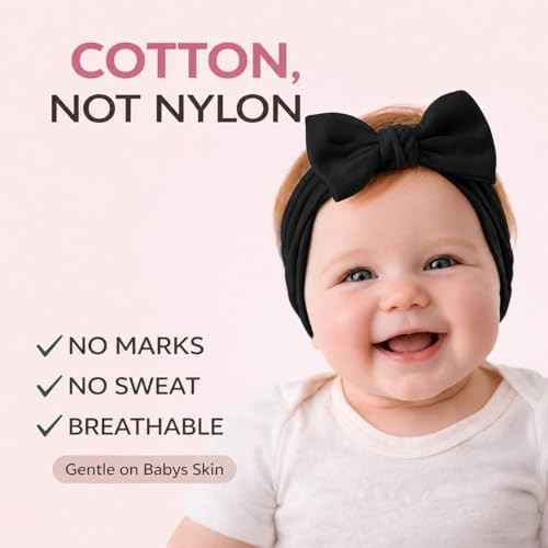 Babygiz Baby Girl Headbands Infant Toddler Cotton Hairbands Bows Black