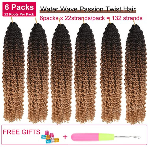 Ombre Passion Twist Hair Water Wave Long Bohemian Curly Crochet Braids For Bomb Twists Goddess Locs Synthetic Braiding Hair Extensions For