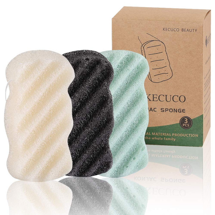 Kecuco 3 Pcs Natural Konjac Facial Sponges For Women And Girls Gentle Facial Sponge For Cleansing And Makeup Removal Bath Sponge For Babies